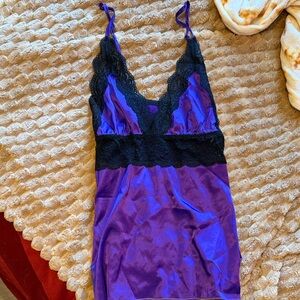Elegant Purple and Black Lace Chemise